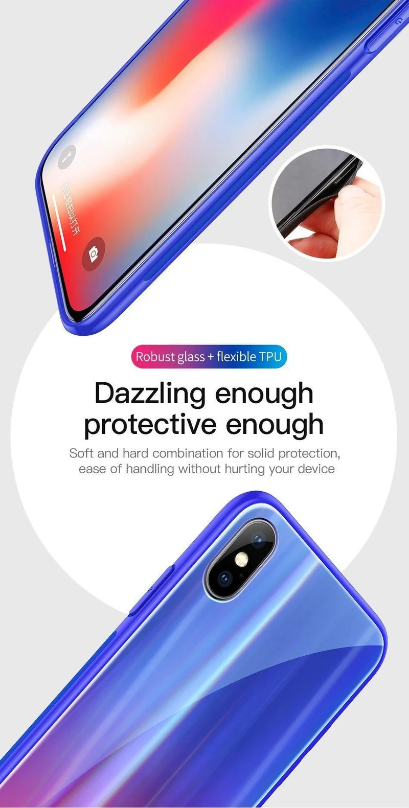 Baseus Gradient Glass Case für iPhone X 10 Coque Luxury Aurora Hartglas Schutzhülle für die Rückseite für iPhoneX 10 Case Capinhas