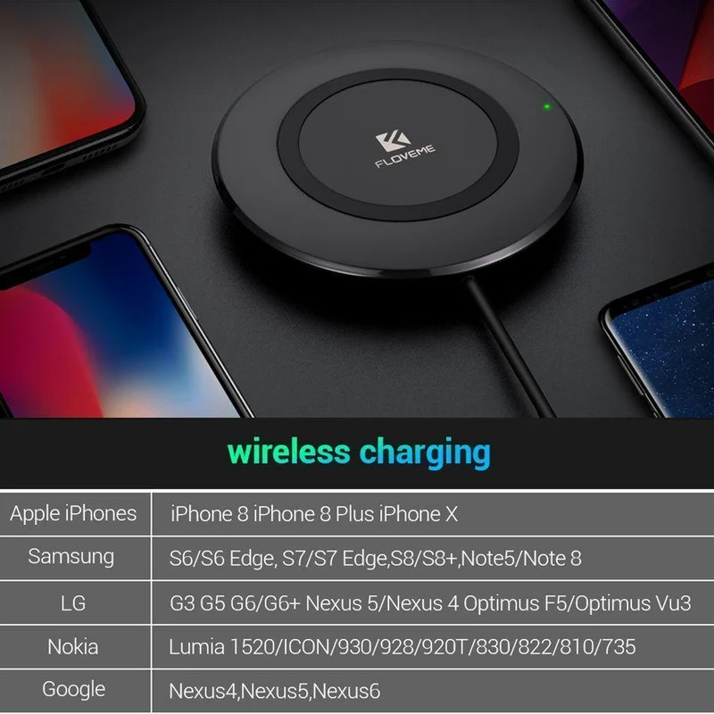 FLOVEME Qi Wireless Ladegerät für iPhone 8 X 10 8 für Samsung Galaxy S8 S8 Plus Hinweis 8 9 S6 S7 Edge S10 S10 Plus Ladestation