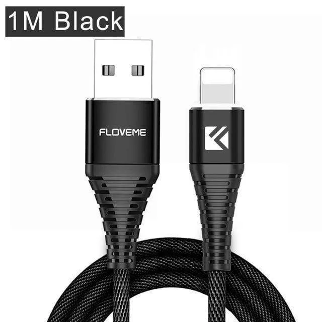 FLOVEME USB-Kabel für iPhone Xr Xs X 7 8 Plus 6 6s 5s se 1M/2M Hochzug-2A-Schnellladekabel für Mobiltelefone Ladegerät Datenkabel