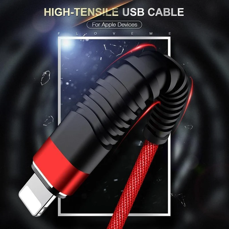 FLOVEME USB-Kabel für iPhone Xr Xs X 7 8 Plus 6 6s 5s se 1M/2M Hochzug-2A-Schnellladekabel für Mobiltelefone Ladegerät Datenkabel