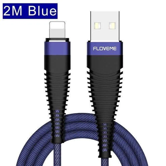 FLOVEME USB-Kabel für iPhone Xr Xs X 7 8 Plus 6 6s 5s se 1M/2M Hochzug-2A-Schnellladekabel für Mobiltelefone Ladegerät Datenkabel