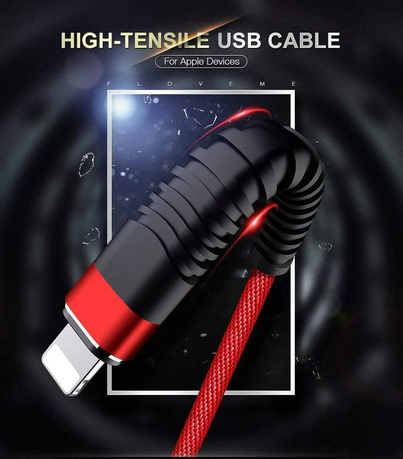 FLOVEME USB-Kabel für iPhone Xr Xs X 7 8 Plus 6 6s 5s se 1M/2M Hochzug-2A-Schnellladekabel für Mobiltelefone Ladegerät Datenkabel