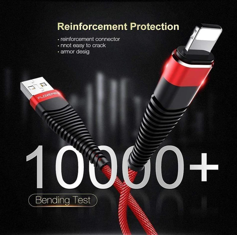 FLOVEME USB-Kabel für iPhone Xr Xs X 7 8 Plus 6 6s 5s se 1M/2M Hochzug-2A-Schnellladekabel für Mobiltelefone Ladegerät Datenkabel