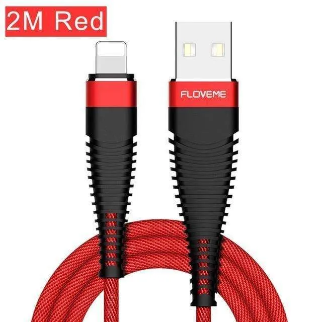 FLOVEME USB-Kabel für iPhone Xr Xs X 7 8 Plus 6 6s 5s se 1M/2M Hochzug-2A-Schnellladekabel für Mobiltelefone Ladegerät Datenkabel