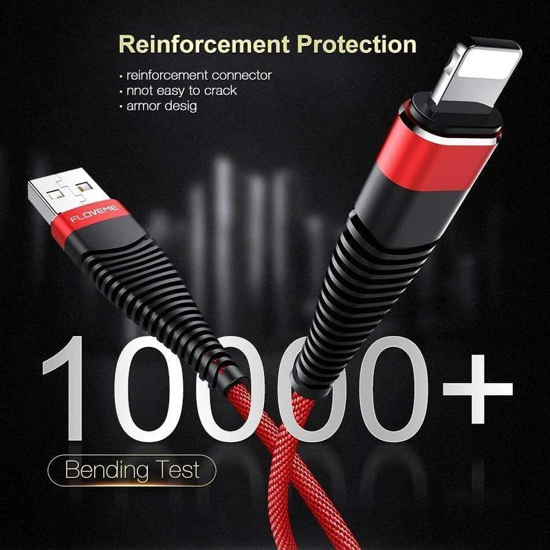 FLOVEME USB-Kabel für iPhone Xr Xs X 7 8 Plus 6 6s 5s se 1M/2M Hochzug-2A-Schnellladekabel für Mobiltelefone Ladegerät Datenkabel