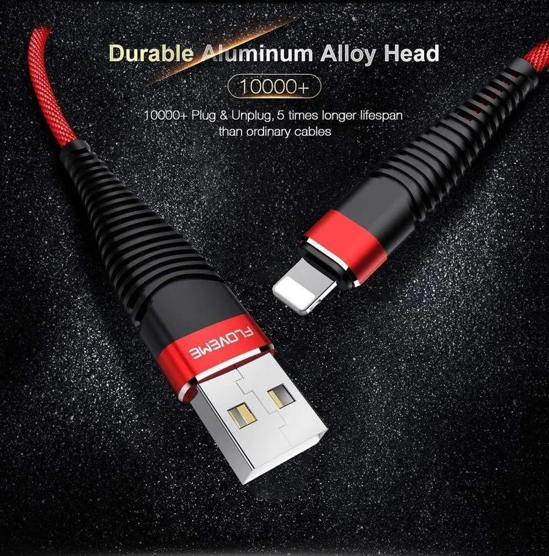 FLOVEME USB-Kabel für iPhone Xr Xs X 7 8 Plus 6 6s 5s se 1M/2M Hochzug-2A-Schnellladekabel für Mobiltelefone Ladegerät Datenkabel