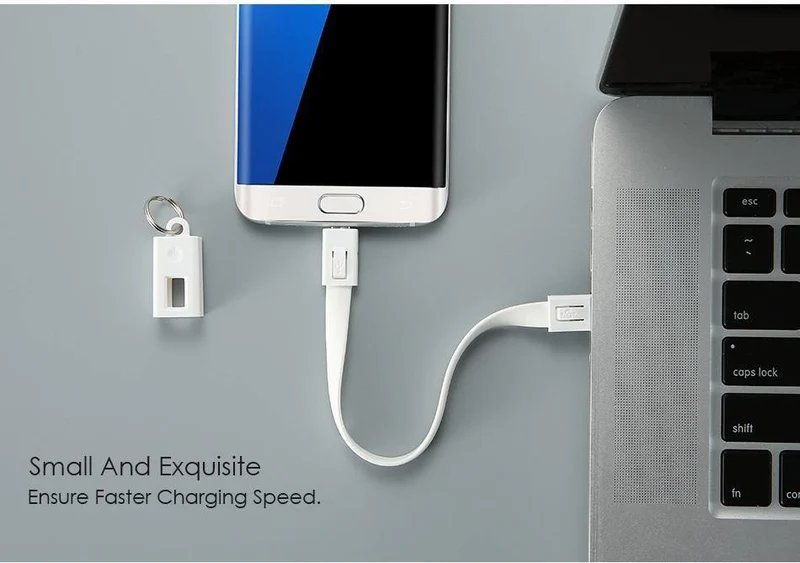 FLOVEME Tragbares Mini-Micro-USB-Kabel im Schlüsseldesign für Samsung Galaxy S7 Xiaomi Redmi 4x Telefonladekabel Micro-USB-Datenkabel