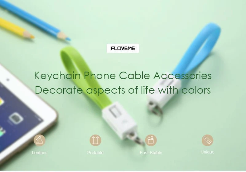 FLOVEME Tragbares Mini-Micro-USB-Kabel im Schlüsseldesign für Samsung Galaxy S7 Xiaomi Redmi 4x Telefonladekabel Micro-USB-Datenkabel
