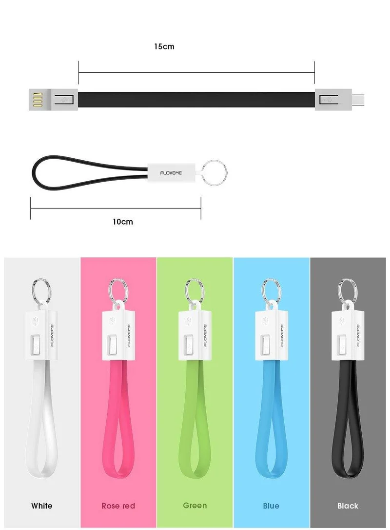 FLOVEME Tragbares Mini-Micro-USB-Kabel im Schlüsseldesign für Samsung Galaxy S7 Xiaomi Redmi 4x Telefonladekabel Micro-USB-Datenkabel