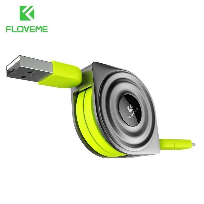FLOVEME 2 in 1 USB Kabel + Micro USB Kabel Einziehbares Handy-Ladegerät für iPhone X 8 7 6 iPad Air 1M für Xiaomi Cabos