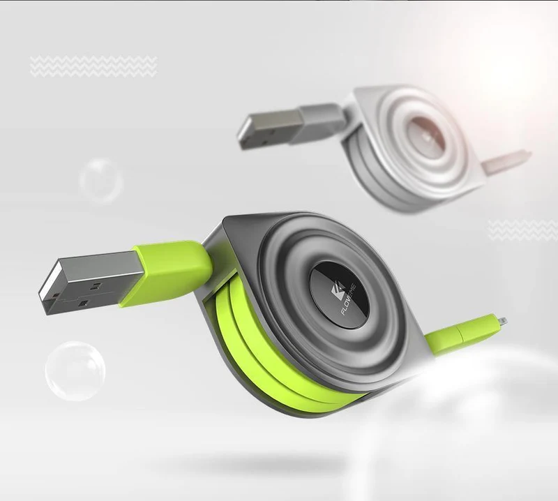 FLOVEME 2 in 1 USB Kabel + Micro USB Kabel Einziehbares Handy-Ladegerät für iPhone X 8 7 6 iPad Air 1M für Xiaomi Cabos
