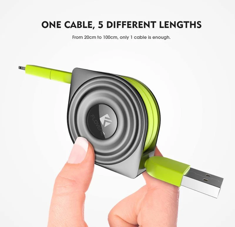 FLOVEME 2 in 1 USB Kabel + Micro USB Kabel Einziehbares Handy-Ladegerät für iPhone X 8 7 6 iPad Air 1M für Xiaomi Cabos