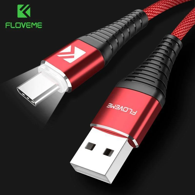 FLOVEME LED USB Typ C Kabel Für One Plus 6 5t Xiaomi Mi6 Handy Typ-C Ladegerät kabel Für Samsung Galaxy Note 9 8 S9 USB C
