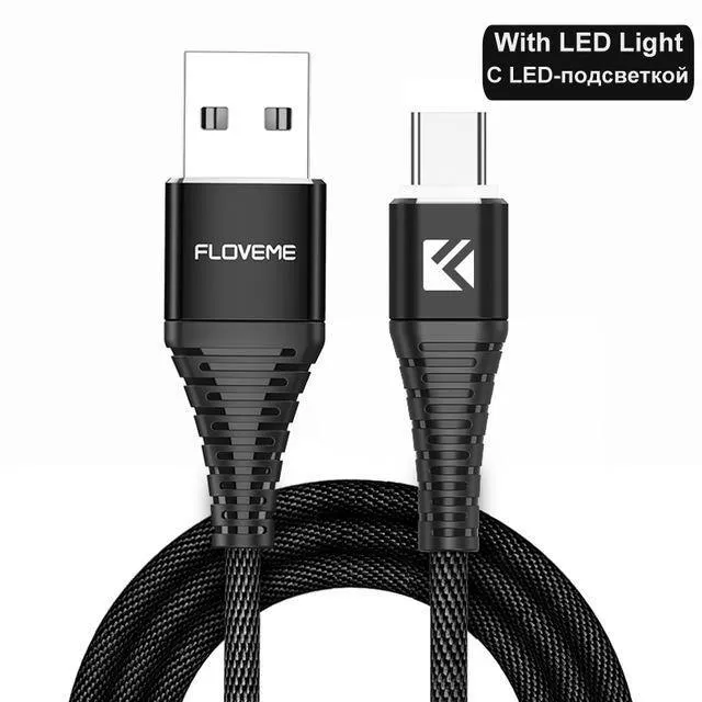 FLOVEME LED USB Typ C Kabel Für One Plus 6 5t Xiaomi Mi6 Handy Typ-C Ladegerät kabel Für Samsung Galaxy Note 9 8 S9 USB C