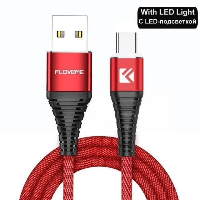 FLOVEME LED USB Typ C Kabel Für One Plus 6 5t Xiaomi Mi6 Handy Typ-C Ladegerät kabel Für Samsung Galaxy Note 9 8 S9 USB C