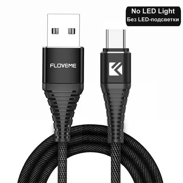 FLOVEME LED USB Typ C Kabel Für One Plus 6 5t Xiaomi Mi6 Handy Typ-C Ladegerät kabel Für Samsung Galaxy Note 9 8 S9 USB C
