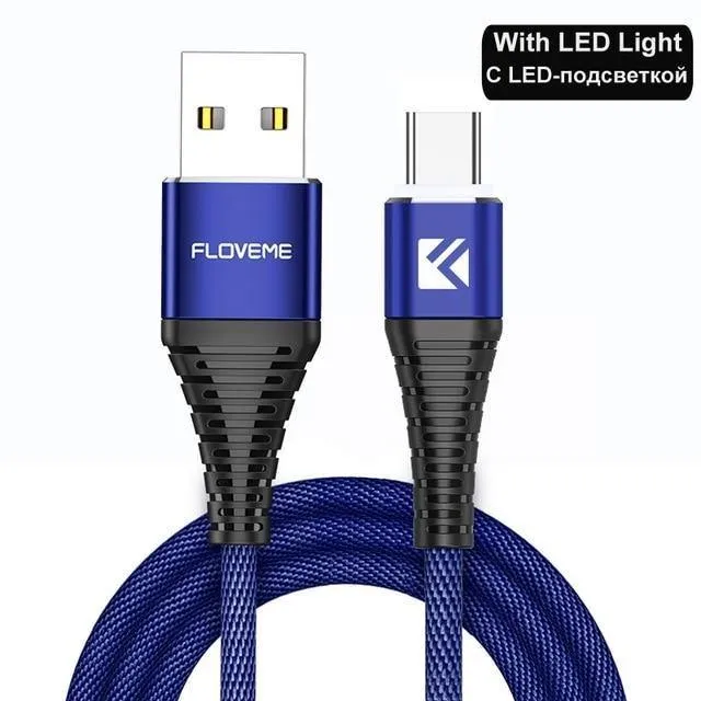 FLOVEME LED USB Typ C Kabel Für One Plus 6 5t Xiaomi Mi6 Handy Typ-C Ladegerät kabel Für Samsung Galaxy Note 9 8 S9 USB C