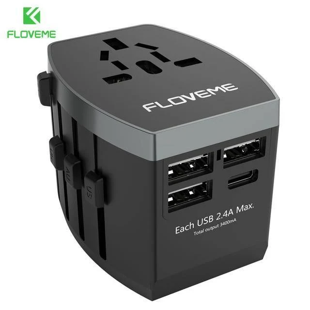 FLOVEME 4 USB-Ladegerät Typ C Universal-Adapterladegerät weltweit für iPhone Xiaomi Redmi Note 7 Chargeur USB-Wandladegeräte für Telefone