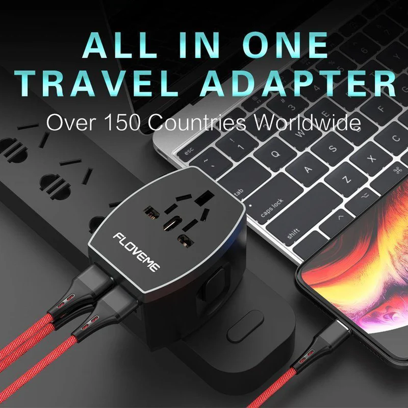 FLOVEME 4 USB-Ladegerät Typ C Universal-Adapterladegerät weltweit für iPhone Xiaomi Redmi Note 7 Chargeur USB-Wandladegeräte für Telefone