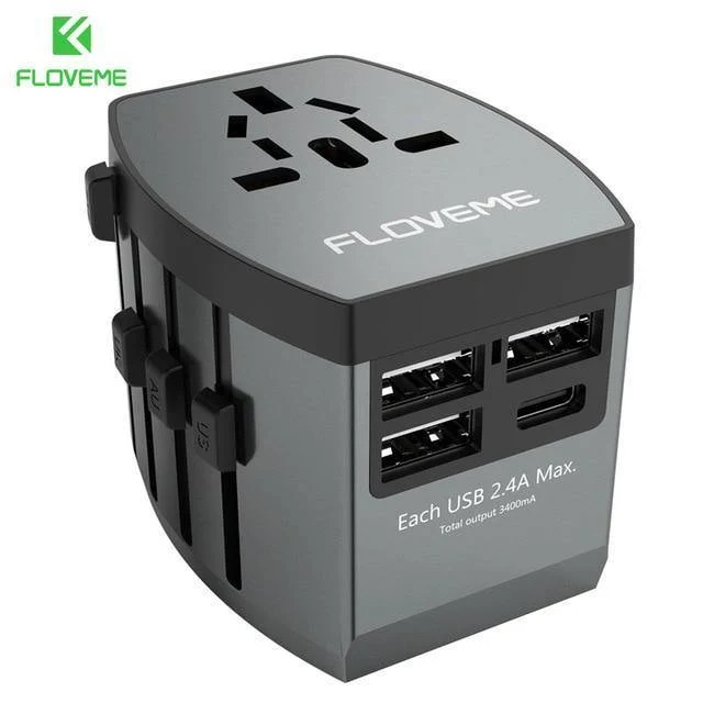 FLOVEME 4 USB-Ladegerät Typ C Universal-Adapterladegerät weltweit für iPhone Xiaomi Redmi Note 7 Chargeur USB-Wandladegeräte für Telefone