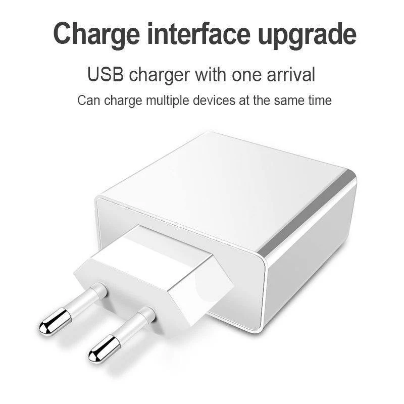 TOMKAS 3-Port-USB-Ladegerät EU-Reise-tragbare Telefonladegeräte LED-Anzeige Schnellladeadapter für iPhone Universal-Wandladegerät