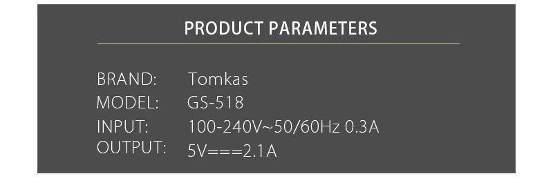 Tomkas USB Universal Tragbarer Reise-USB-Ladeadapter 5V2.1A EU-Stecker Handy-Ladegerät für iPhone Universal-Wandladegerät