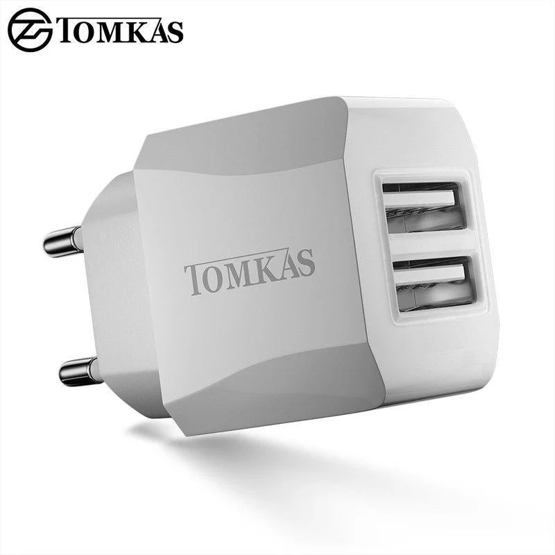 Tomkas USB Universal Tragbarer Reise-USB-Ladeadapter 5V2.1A EU-Stecker Handy-Ladegerät für iPhone Universal-Wandladegerät
