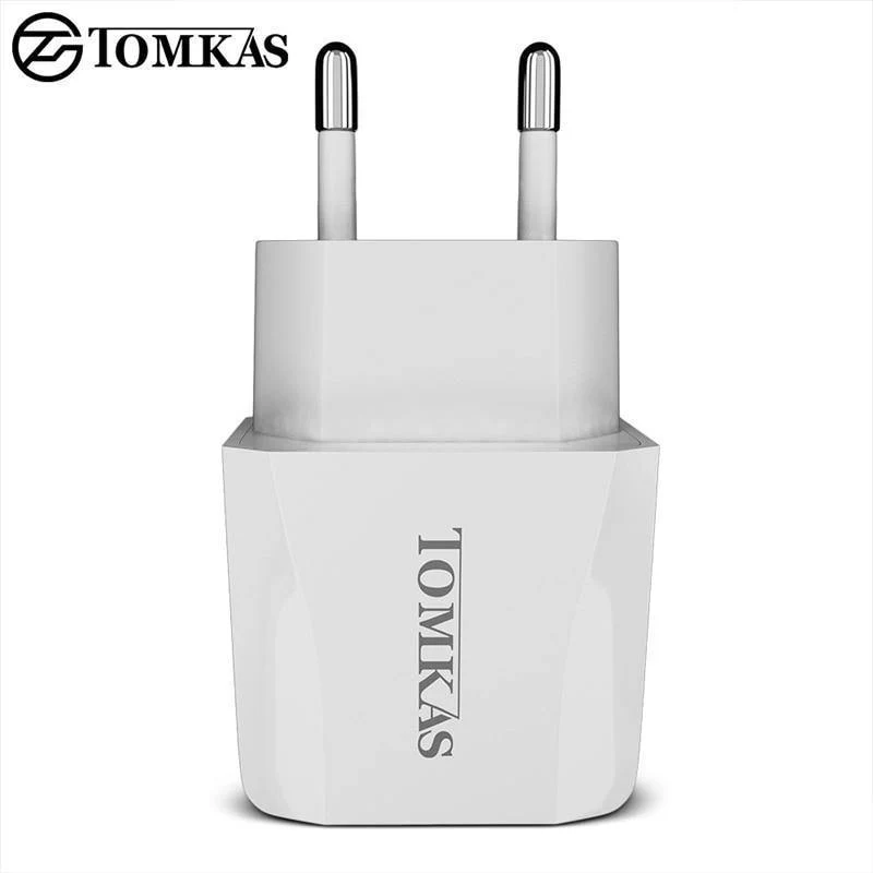 Tomkas USB Universal Tragbarer Reise-USB-Ladeadapter 5V2.1A EU-Stecker Handy-Ladegerät für iPhone Universal-Wandladegerät