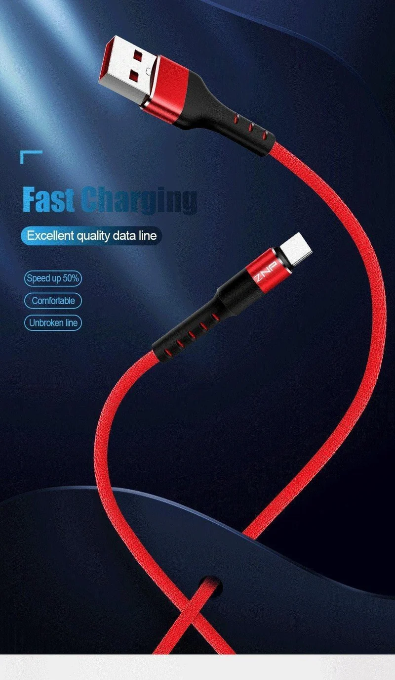 ZNP USB Typ C Kabel Schnelles Ladekabel Für Samsung Galaxy S9 S8 Huawei Mate 20 Pro Schnelllade USB Typ-C Telefon Ladekabel