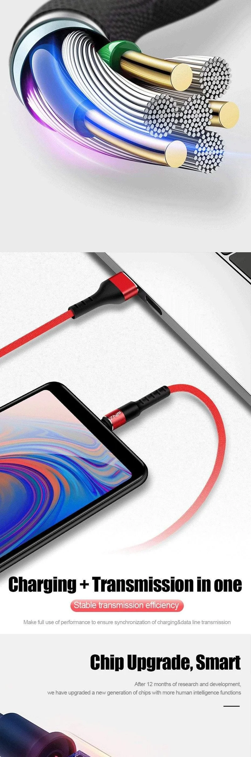 ZNP USB Typ C Kabel Schnelles Ladekabel Für Samsung Galaxy S9 S8 Huawei Mate 20 Pro Schnelllade USB Typ-C Telefon Ladekabel