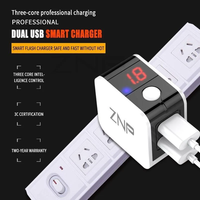 ZNP Universal USB Ladegerät 2 Ports LED Display Handy Ladegerät Für iPhone Xiaomi Schnelle Ladegerät Adapter Für Samsung Huawei