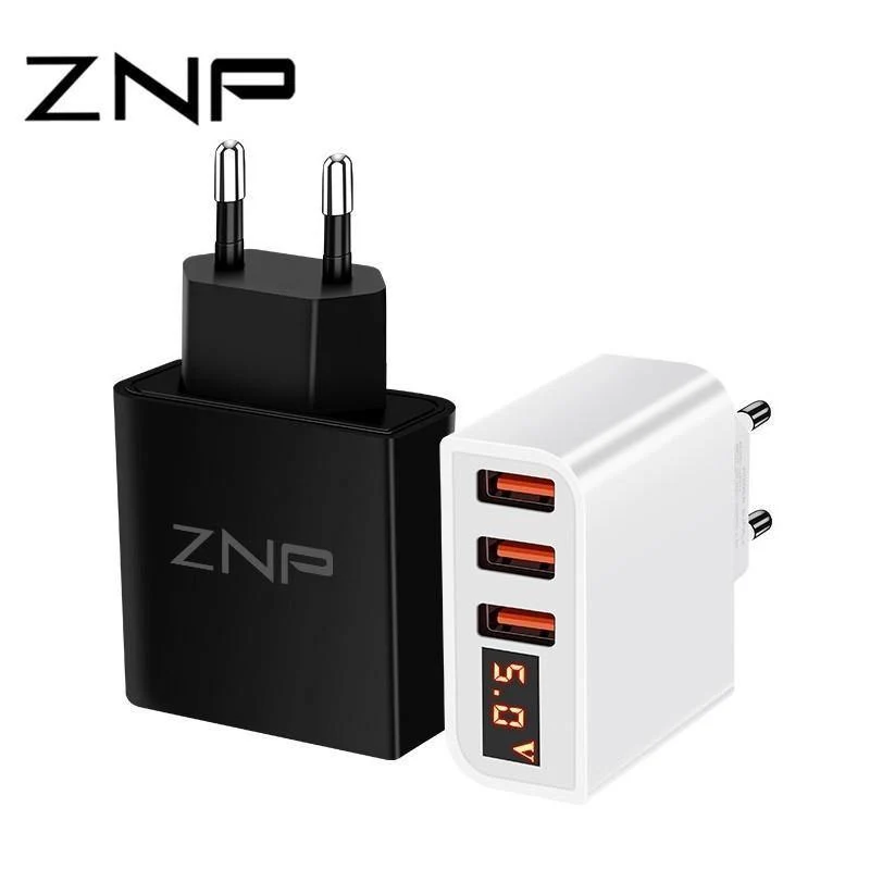 ZNP LED Digital 3 4 Ports USB Ladegerät Universal EU Stecker Wand Handy Ladegerät Für iPhone X 8 7 6 für Samsung S8 S9 Adapter