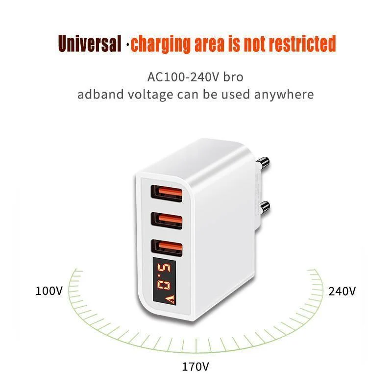 ZNP LED Digital 3 4 Ports USB Ladegerät Universal EU Stecker Wand Handy Ladegerät Für iPhone X 8 7 6 für Samsung S8 S9 Adapter