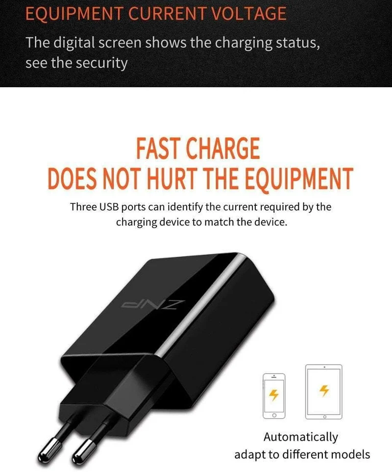 ZNP LED Digital 3 4 Ports USB Ladegerät Universal EU Stecker Wand Handy Ladegerät Für iPhone X 8 7 6 für Samsung S8 S9 Adapter