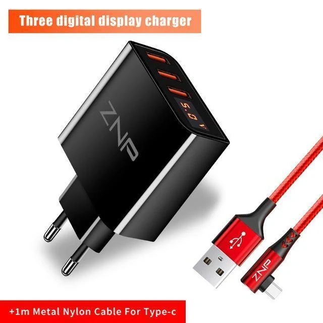 ZNP LED Digital 3 4 Ports USB Ladegerät Universal EU Stecker Wand Handy Ladegerät Für iPhone X 8 7 6 für Samsung S8 S9 Adapter