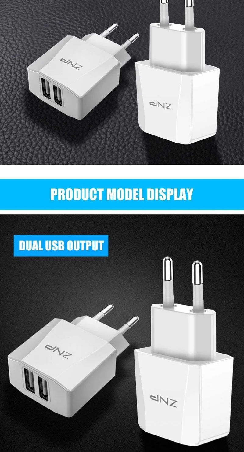 ZNP 2-Ports USB-Ladegerät für iPhone X 8 7 iPad Schnelles Wandladegerät EU-Adapter für Samsung S9 Xiaomi Mi 8 Handy-Ladegerät