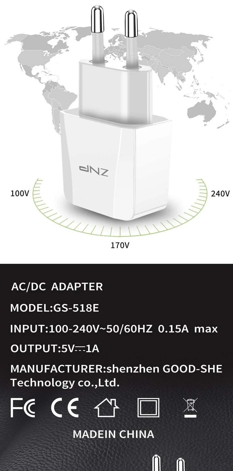 ZNP 2-Ports USB-Ladegerät für iPhone X 8 7 iPad Schnelles Wandladegerät EU-Adapter für Samsung S9 Xiaomi Mi 8 Handy-Ladegerät