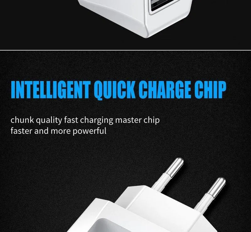 ZNP 2-Ports USB-Ladegerät für iPhone X 8 7 iPad Schnelles Wandladegerät EU-Adapter für Samsung S9 Xiaomi Mi 8 Handy-Ladegerät