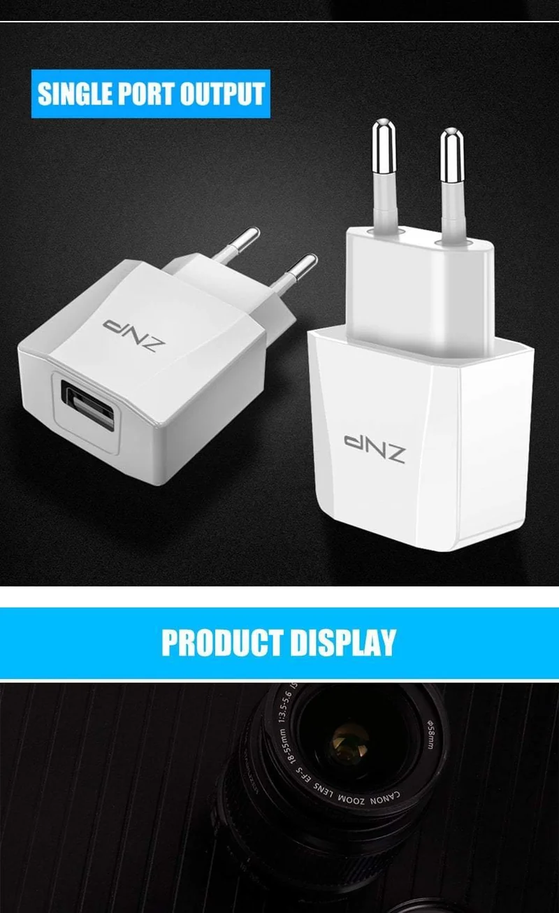 ZNP 2-Ports USB-Ladegerät für iPhone X 8 7 iPad Schnelles Wandladegerät EU-Adapter für Samsung S9 Xiaomi Mi 8 Handy-Ladegerät