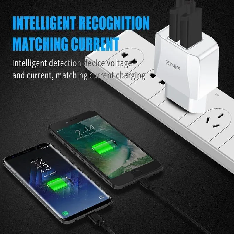 ZNP 2-Ports USB-Ladegerät für iPhone X 8 7 iPad Schnelles Wandladegerät EU-Adapter für Samsung S9 Xiaomi Mi 8 Handy-Ladegerät