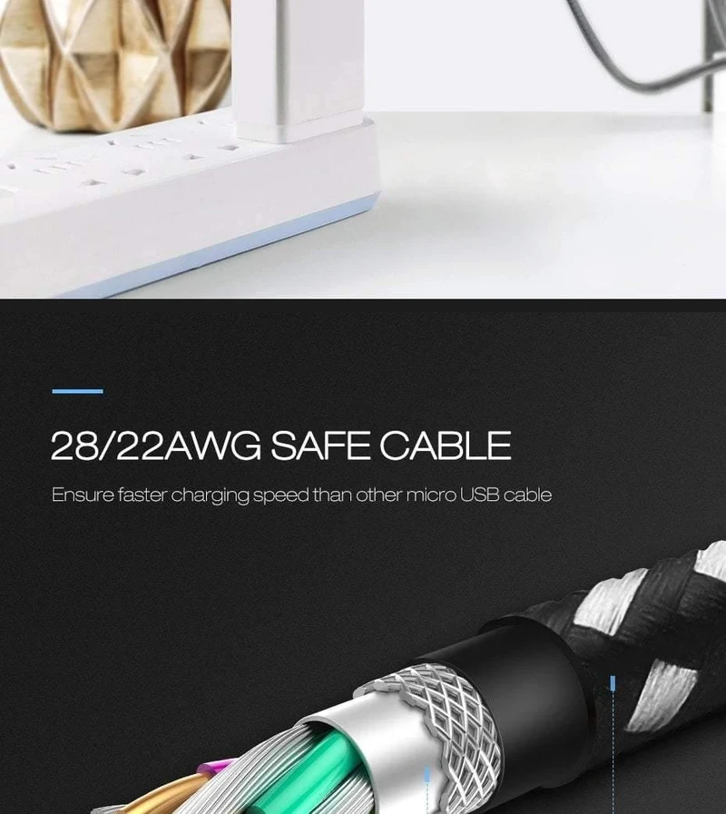Suntaiho Micro USB Kabel 2.4A Telefon Schnellladekabel für Samsung Huawei Xiaomi Redmi LG Microusb Ladekabel Micro USB Kabel