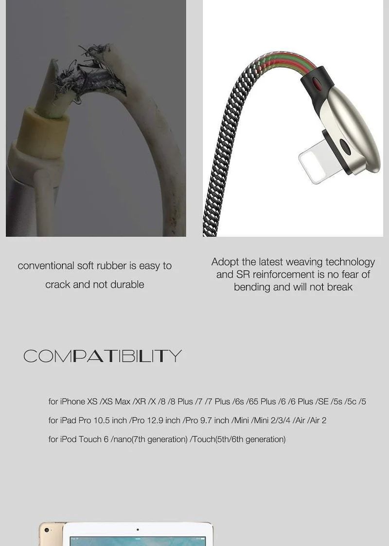 Suntaiho für iPhone-Ladekabel, Spiel-USB-Kabel zum Aufladen mit Beleuchtung, schnelles Aufladen für iPhone 7 Xs Max XR X 6 6s 5 8 7, Telefon-Spielkabel