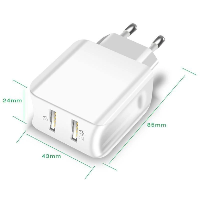 Suntaiho Dual-USB-Port-Ladegerät, Reise-Wandadapter, intelligentes Handy-Ladegerät für iPhone/Xiaomi/LG/Huawei, EU-Stecker