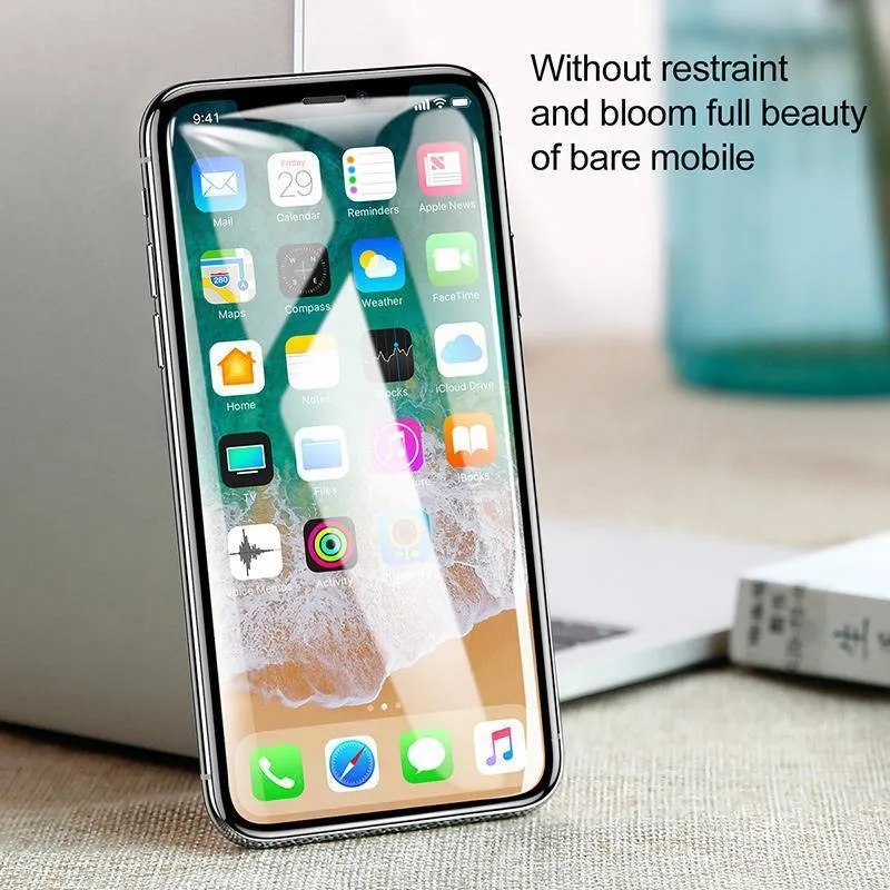 Baseus Displayschutzfolie für iPhone X aus gehärtetem Glas, ultradünn, Anti-Blaulicht, Vollbild-Frontabdeckung für iPhone X, Glasfolie