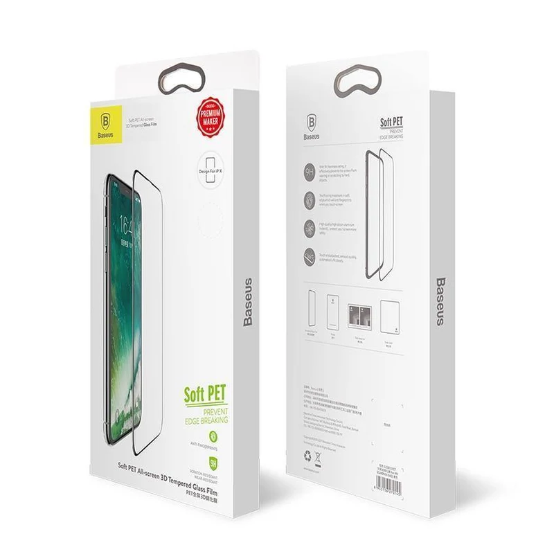 Baseus Displayschutzfolie für iPhone X aus gehärtetem Glas, ultradünn, Anti-Blaulicht, Vollbild-Frontabdeckung für iPhone X, Glasfolie
