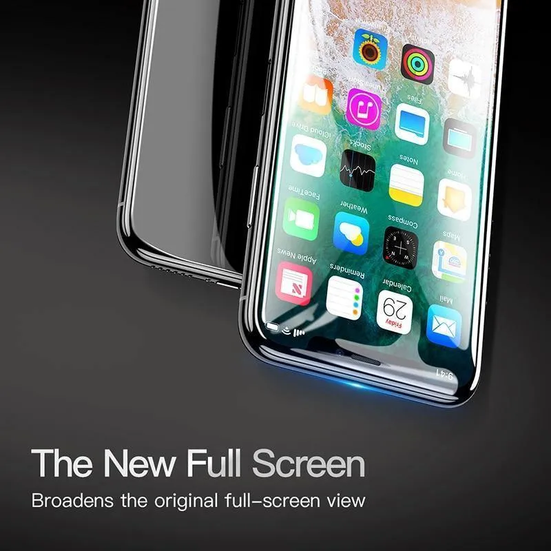 Baseus Displayschutzfolie für iPhone X aus gehärtetem Glas, ultradünn, Anti-Blaulicht, Vollbild-Frontabdeckung für iPhone X, Glasfolie