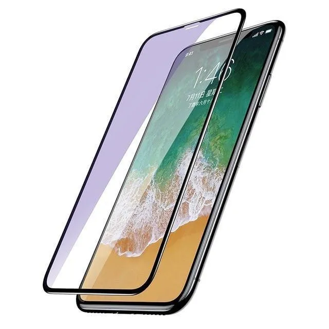 Baseus Displayschutzfolie für iPhone X aus gehärtetem Glas, ultradünn, Anti-Blaulicht, Vollbild-Frontabdeckung für iPhone X, Glasfolie