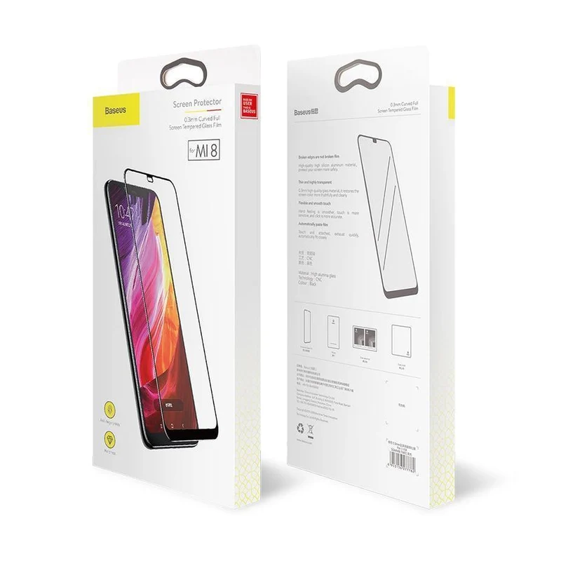 Baseus 0.3 mm dünnes, vollständig abdeckendes Schutzglas für Xiaomi 8 8 SE Displayschutzfolie 3D-Oberfläche aus gehärtetem Glas für Xiaomi 8