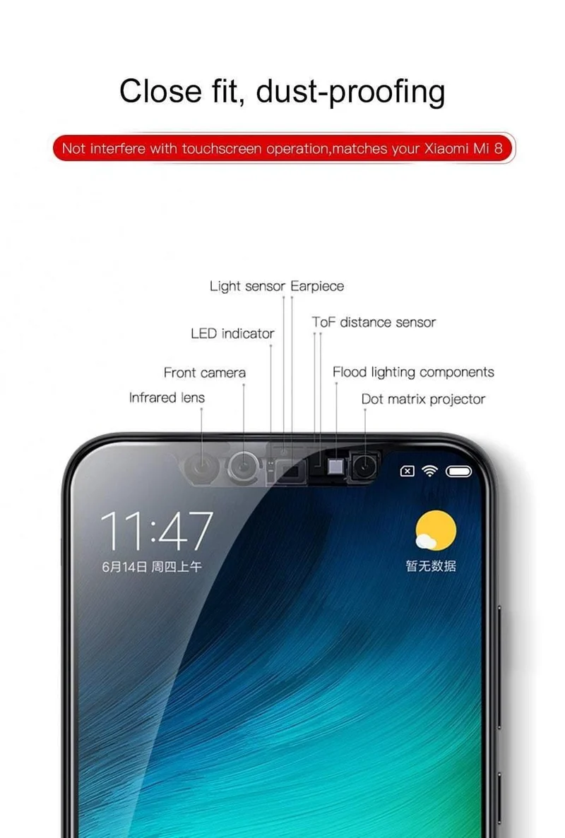 Baseus 0.3 mm dünnes, vollständig abdeckendes Schutzglas für Xiaomi 8 8 SE Displayschutzfolie 3D-Oberfläche aus gehärtetem Glas für Xiaomi 8