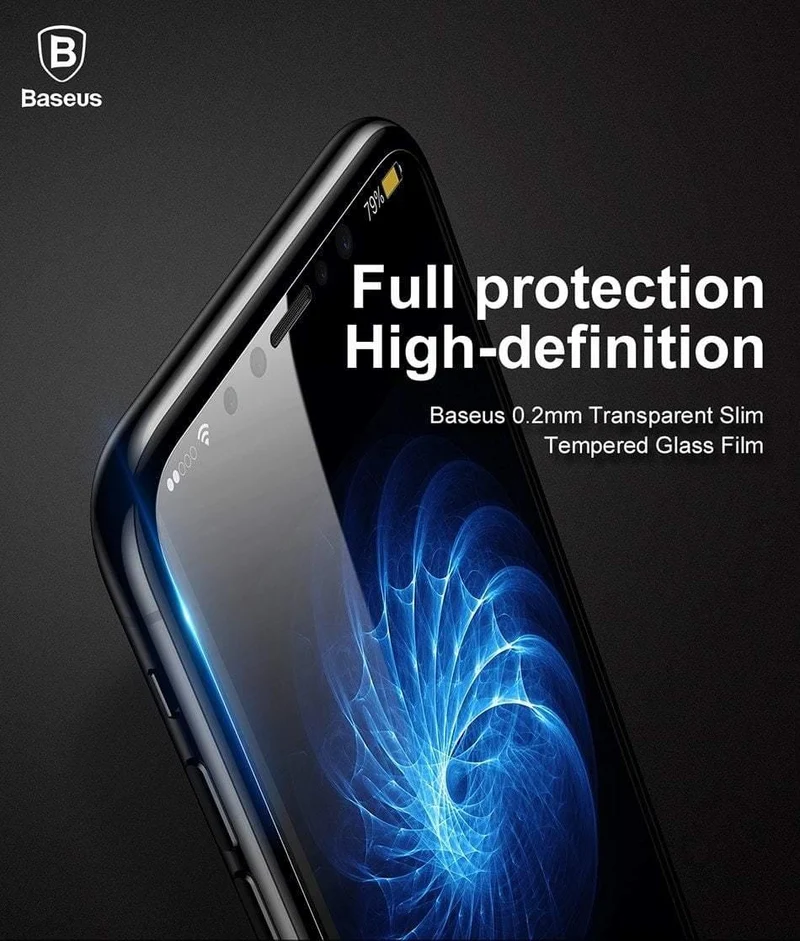 Baseus Ultradünner Displayschutz für iPhone X 10 Glas gehärtetes transparentes kratzfestes Schutzglas für iPhone X